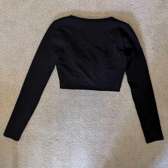 Nasty Gal Cropped Black Bustier Corset Long Sleeve Crop Top - Picture 5 of 8
